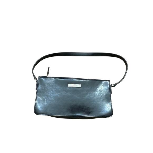 Esprit Women's Black Patent Leather Shoulder Bag Y2K 90s 2000s purse - Picture 2 of 7